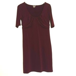 Ann Taylor Dark Plum Short Sleeved Shift Dress Size 8 Empire Waist